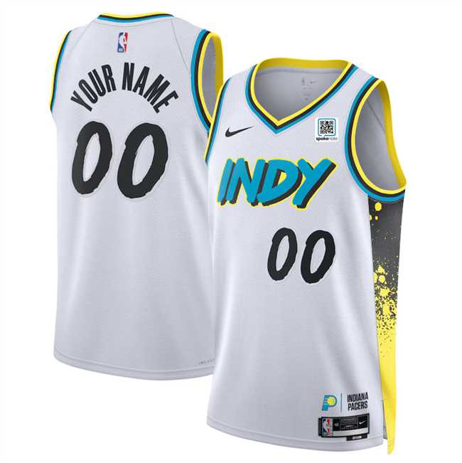 Mens Indiana Pacers Active Player Custom White 2024-25 City Edition Stitched Basketball Jersey